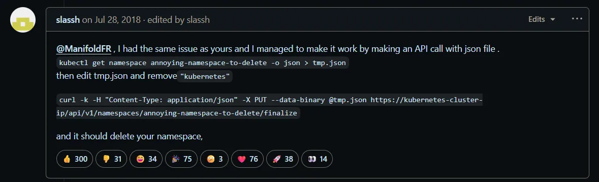 Curl to delete finalizer