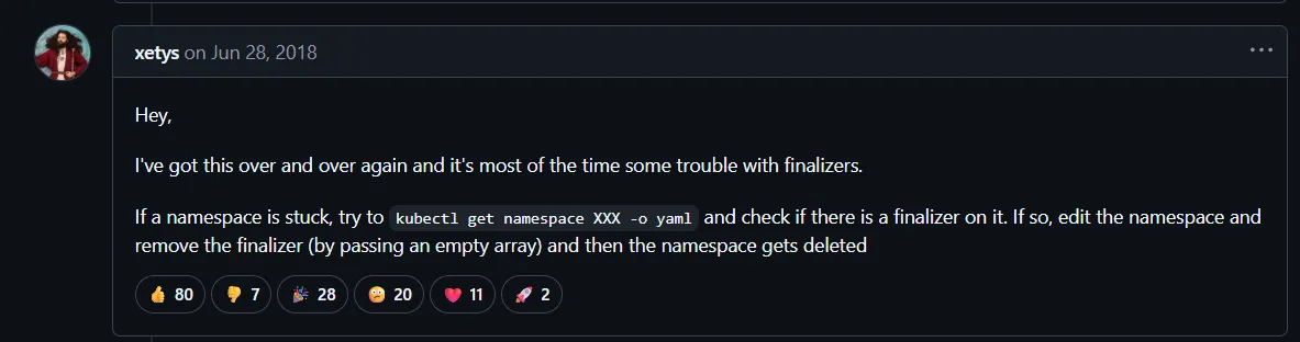 Edit to delete finallizer