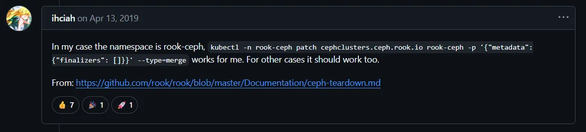 Patch to delete finallizer