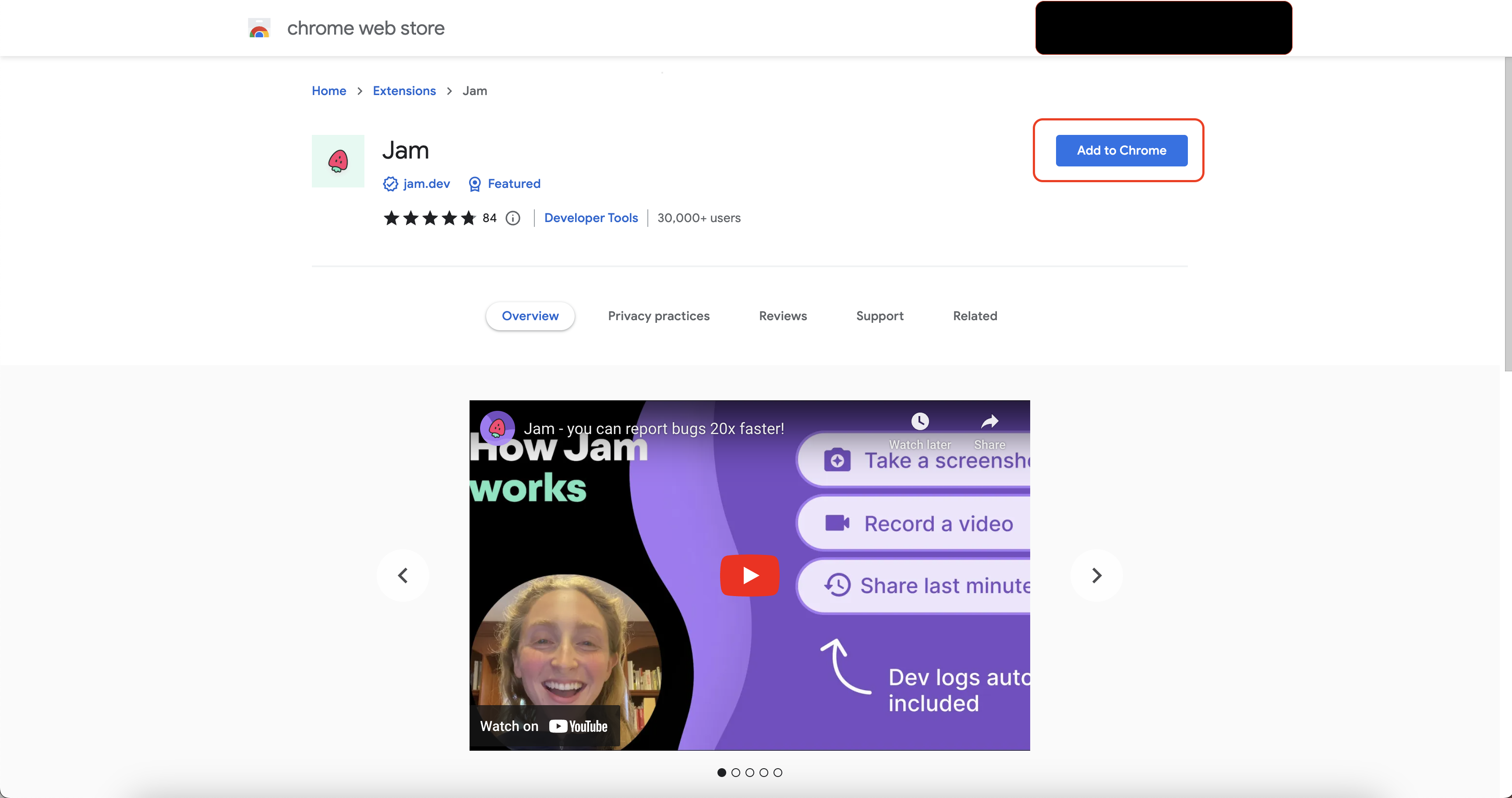 Get Jam from extension install