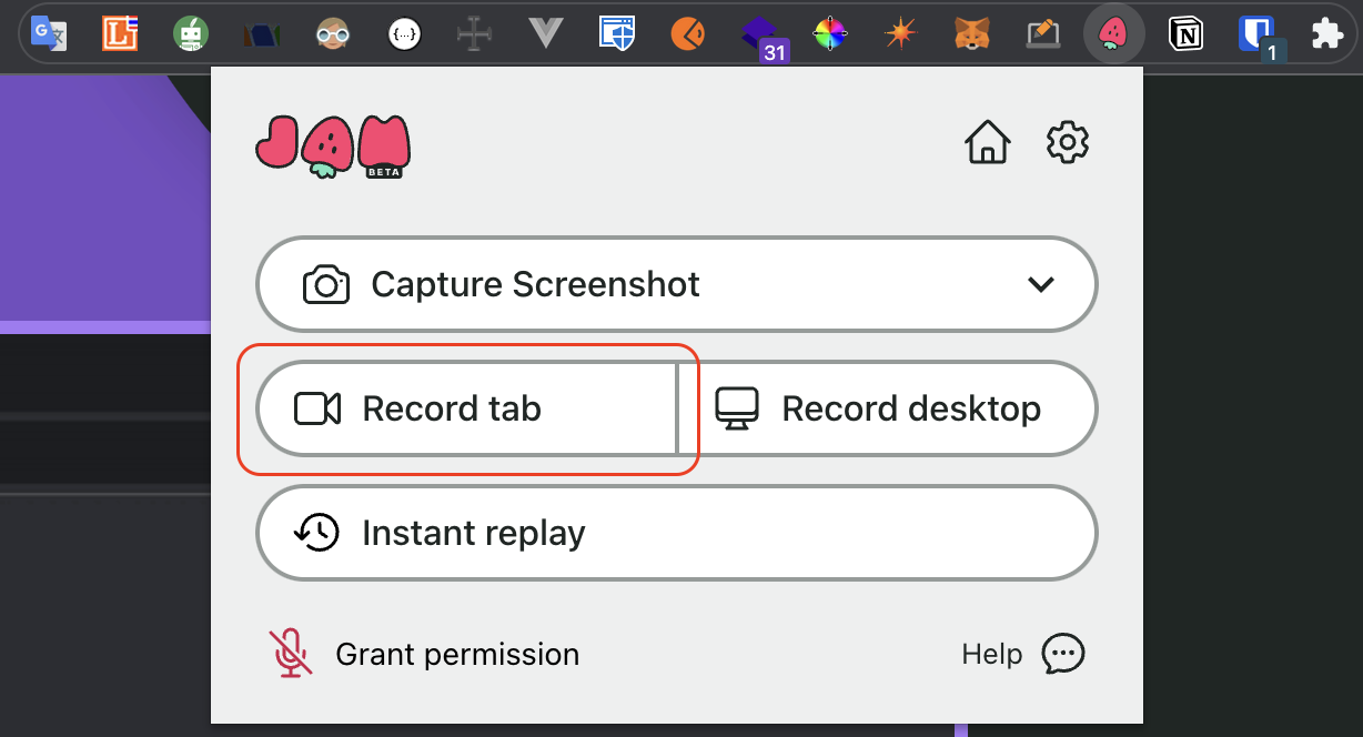 Select record tab
