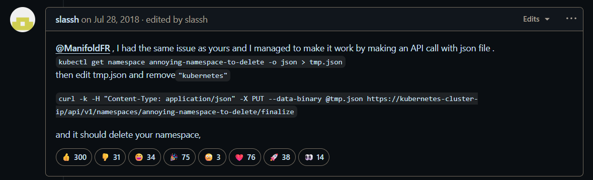 Curl to delete finalizer
