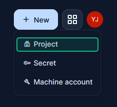 ปุ่ม New — เลือก Project