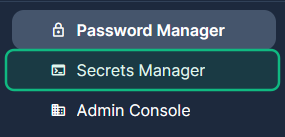 Product switcher — เลือก Secrets Manager