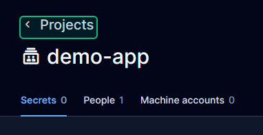 หน้า Project demo-app — กด Projects เพื่อกลับไปดู Project ID