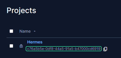 Project Hermes — จด Project ID จากรายการ