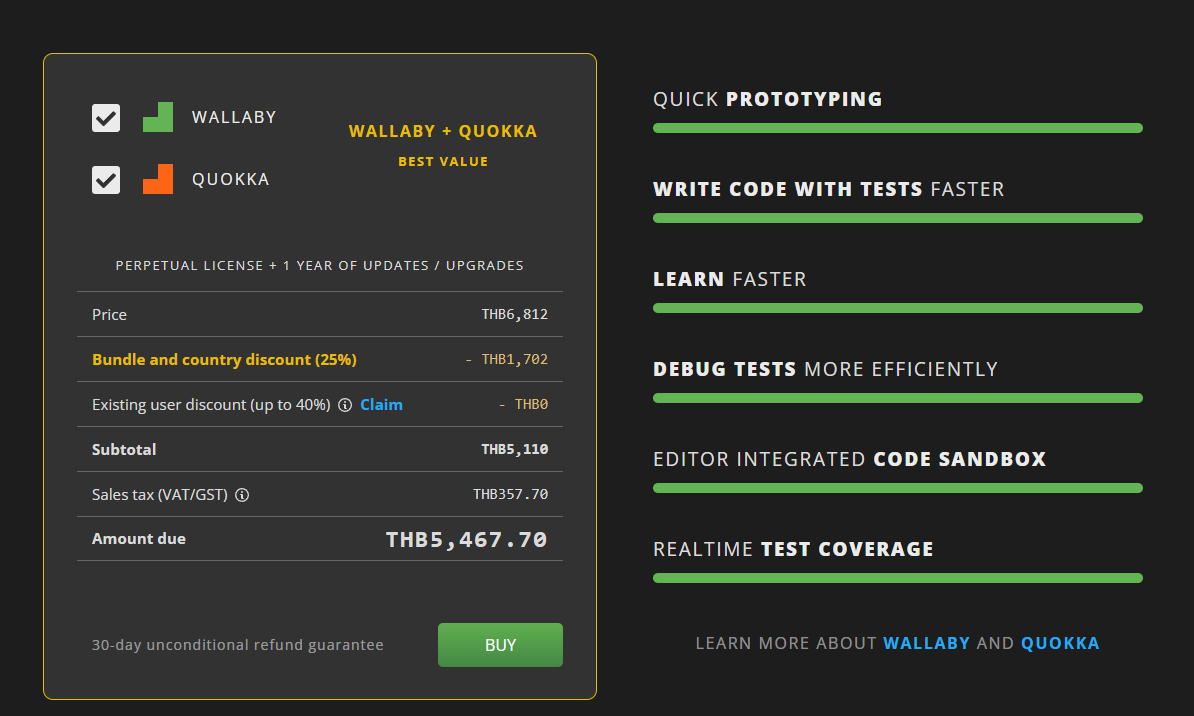 Wallaby.js and Quokka Purchase
